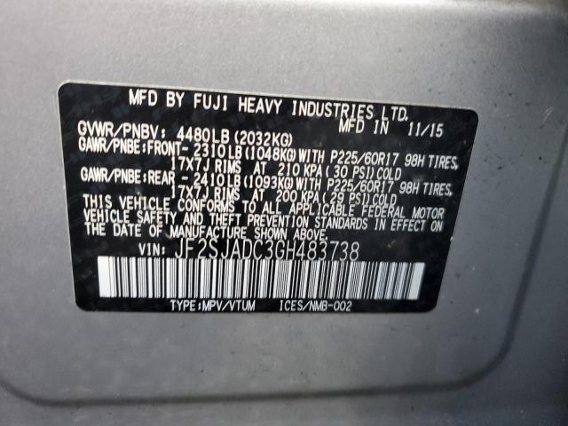 Photo 14 from auction – 2016 SUBARU FORESTER 2 with VIN JF2SJADC3GH483738