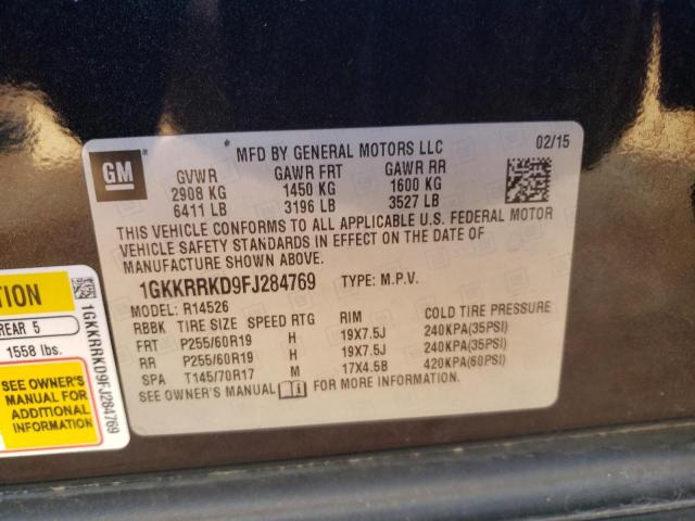 Photo 14 from auction – 2015 GMC ACADIA SLT with VIN 1GKKRRKD9FJ284769