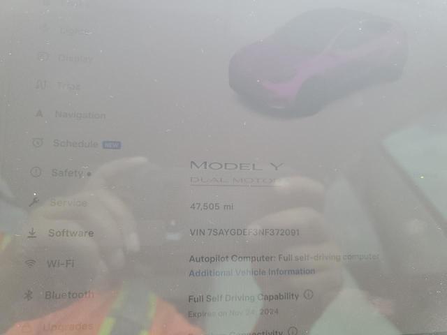 Photo 9 from auction – 2022 TESLA MODEL Y with VIN 7SAYGDEF3NF372091