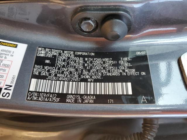 Photo 14 from auction – 2008 TOYOTA 4RUNNER SR with VIN JTEBU14R480129457