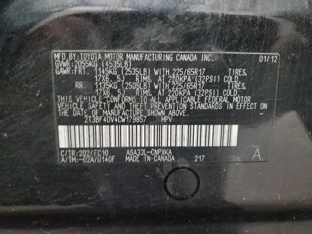 Photo 14 from auction – 2012 TOYOTA RAV4 with VIN 2T3BF4DV4CW179857
