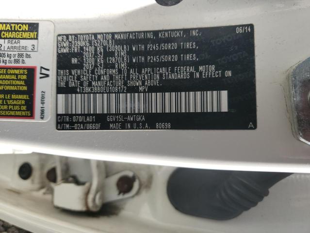 Photo 14 from auction – 2014 TOYOTA VENZA LE with VIN 4T3BK3BB0EU108172