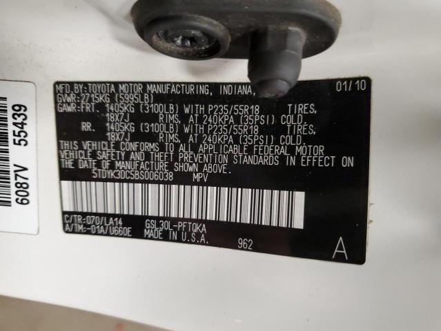 Photo 14 from auction – 2011 TOYOTA SIENNA XLE with VIN 5TDYK3DC5BS006038