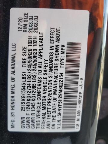 Photo 14 from auction – 2021 HONDA PILOT SE with VIN 5FNYF5H29MB022154