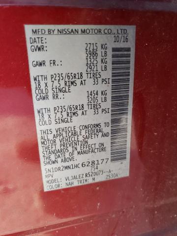 Photo 14 from auction – 2017 NISSAN PATHFINDER with VIN 5N1DR2MN1HC628177