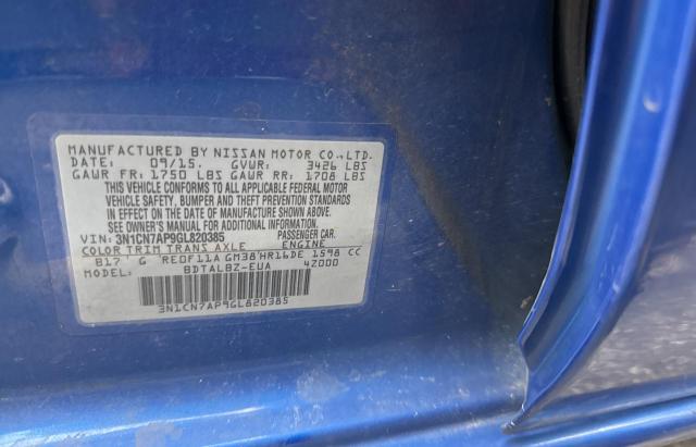 Photo 10 from auction – 2016 NISSAN VERSA S with VIN 3N1CN7AP9GL820385