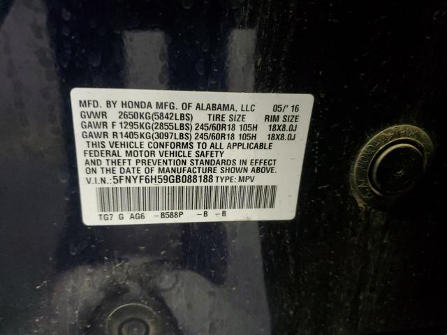Photo 14 from auction – 2016 HONDA PILOT EXL with VIN 5FNYF6H59GB088188