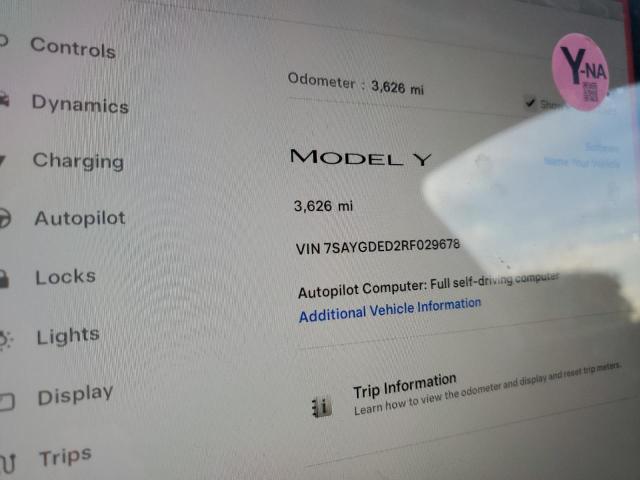 Photo 9 from auction – 2024 TESLA MODEL Y with VIN 7SAYGDED2RF029678