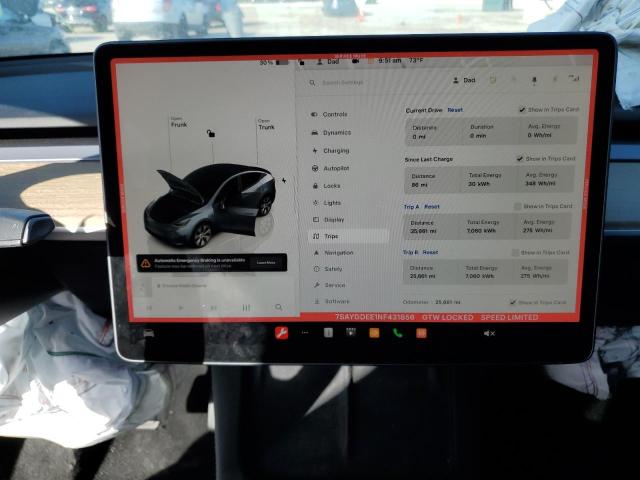 Photo 9 from auction – 2022 TESLA MODEL Y with VIN 7SAYGDEE1NF431856