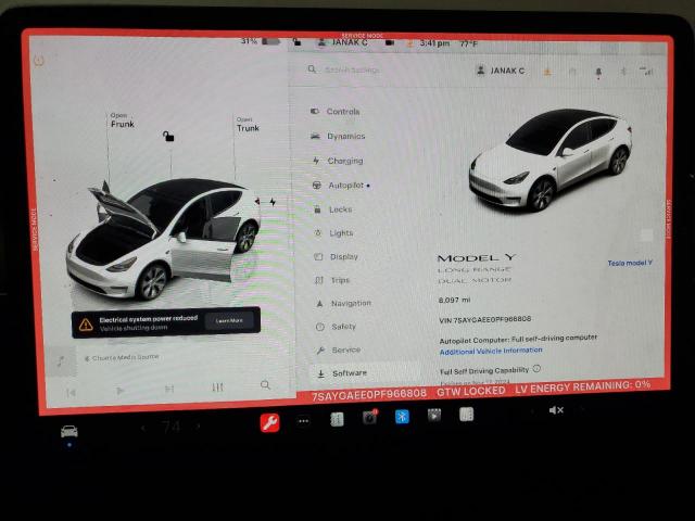 Photo 9 from auction – 2023 TESLA MODEL Y with VIN 7SAYGAEE0PF966808