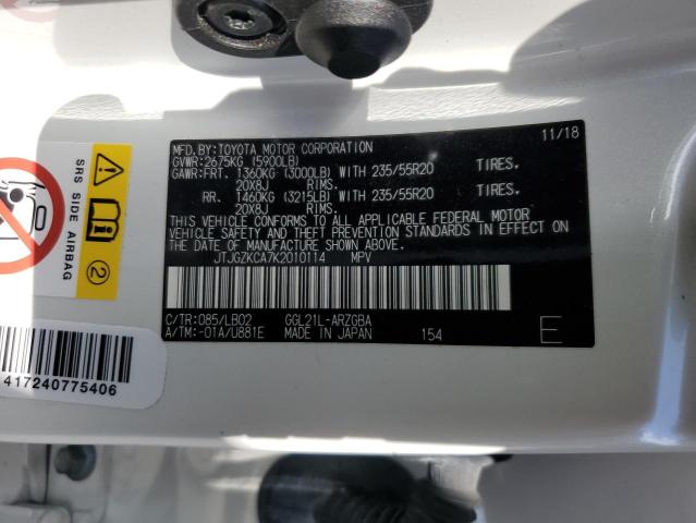 Photo 14 from auction – 2019 LEXUS RX 350 L with VIN JTJGZKCA7K2010114