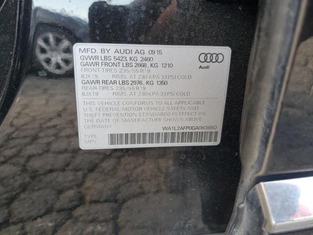 Photo 14 from auction – 2016 AUDI Q5 PREMIUM with VIN WA1L2AFP0GA063650
