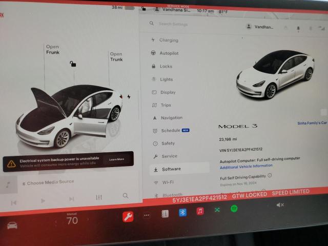Photo 9 from auction – 2023 TESLA MODEL 3 with VIN 5YJ3E1EA2PF421512