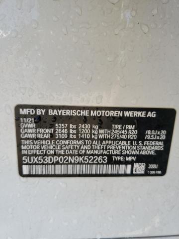 Photo 14 from auction – 2022 BMW X3 XDRIVE3 with VIN 5UX53DP02N9K52263