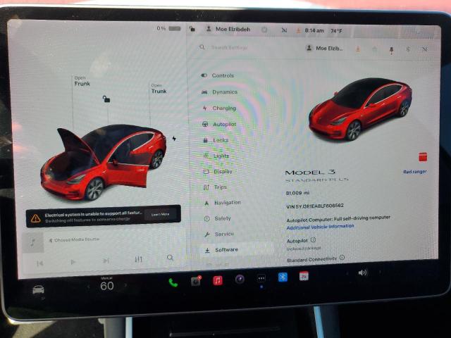 Photo 9 from auction – 2020 TESLA MODEL 3 with VIN 5YJ3E1EA8LF606562