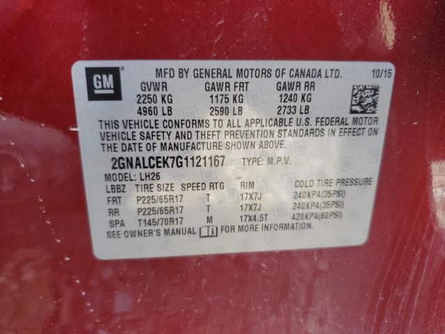 Photo 14 from auction – 2016 CHEVROLET EQUINOX LT with VIN 2GNALCEK7G1121167