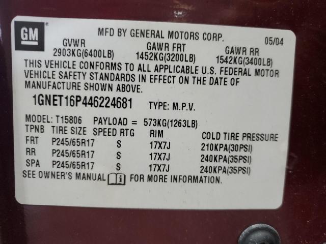 Photo 14 from auction – 2004 CHEVROLET TRAILBLAZE with VIN 1GNET16P446224681