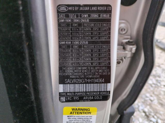 Photo 14 from auction – 2017 LAND ROVER RANGE ROVE with VIN SALVR2BG7HH194064