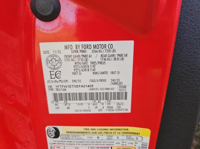 Photo 10 from auction – 2014 FORD F150 SUPER with VIN 1FTFW1ETXEFA01405