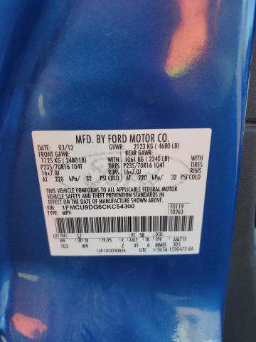 Photo 14 from auction – 2012 FORD ESCAPE XLT with VIN 1FMCU9DG6CKC54300