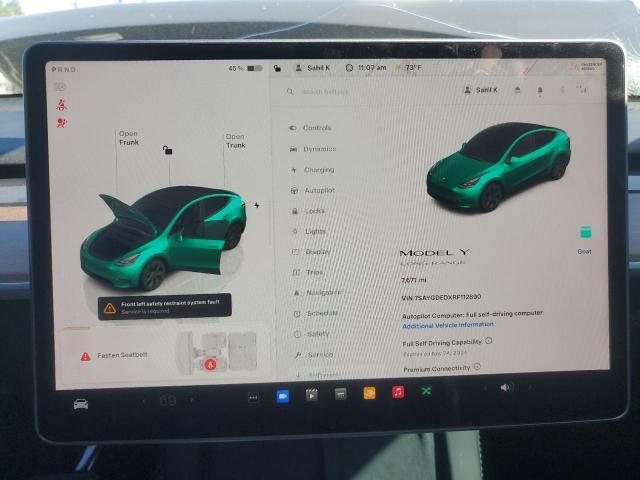Photo 9 from auction – 2024 TESLA MODEL Y with VIN 7SAYGDEDXRF112890