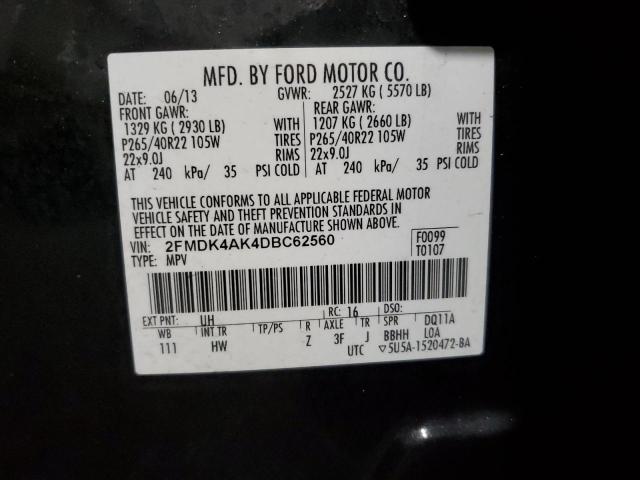 Photo 14 from auction – 2013 FORD EDGE SPORT with VIN 2FMDK4AK4DBC62560
