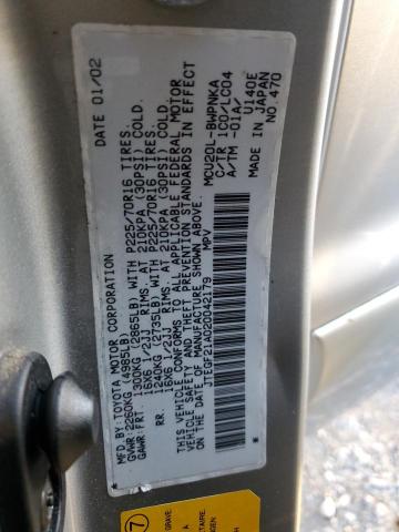 Photo 14 from auction – 2002 TOYOTA HIGHLANDER with VIN JTEGF21A020042179