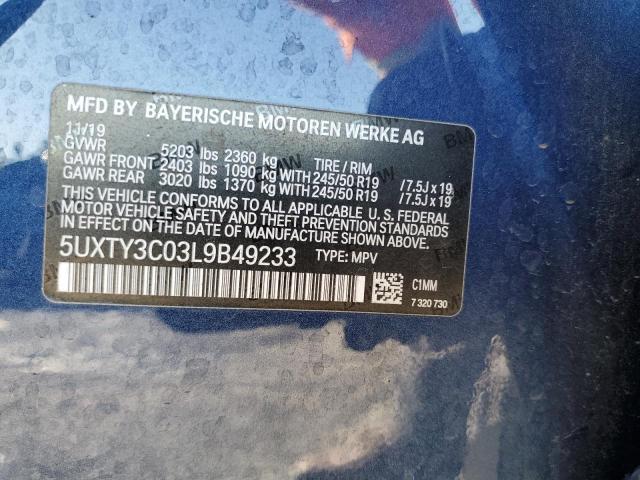 Photo 14 from auction – 2020 BMW X3 SDRIVE3 with VIN 5UXTY3C03L9B49233