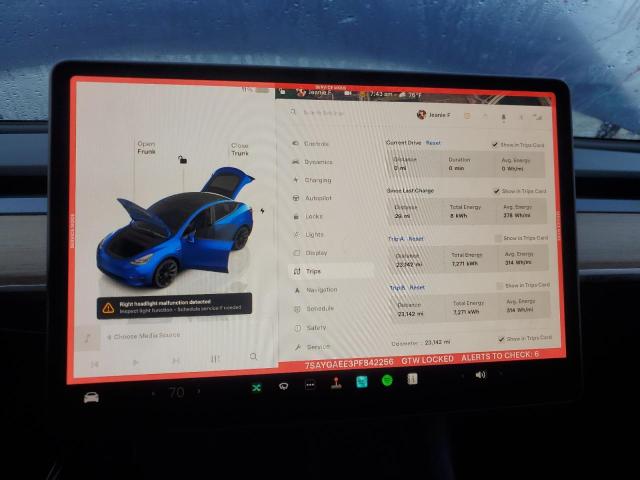Photo 9 from auction – 2023 TESLA MODEL Y with VIN 7SAYGAEE3PF842256