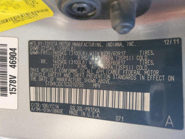 Photo 14 from auction – 2012 TOYOTA SIENNA LE with VIN 5TDKK3DC1CS212755
