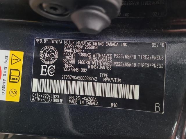 Photo 10 from auction – 2016 LEXUS RX 350 BAS with VIN 2T2BZMCA5GC036742