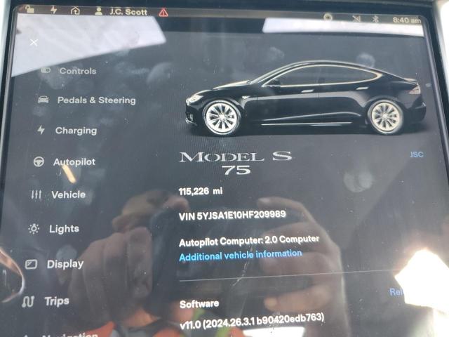 Photo 9 from auction – 2017 TESLA MODEL S with VIN 5YJSA1E10HF209989