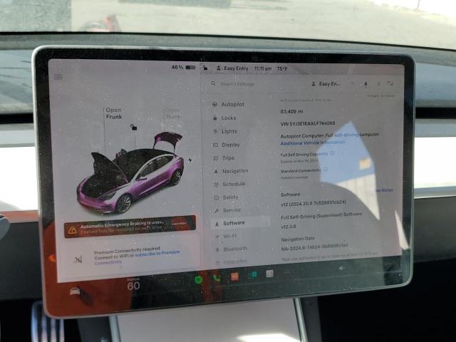 Photo 9 from auction – 2020 TESLA MODEL 3 with VIN 5YJ3E1EAXLF744068