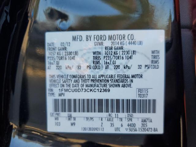 Снимка 14 от търг – 2012 FORD ESCAPE XLT с VIN 1FMCU0D73CKC12369