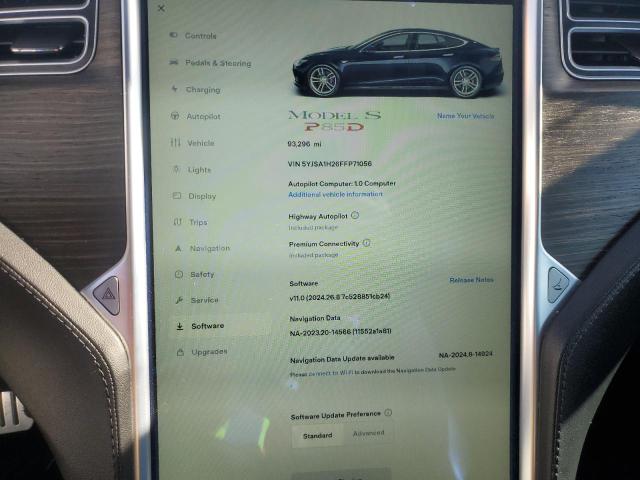 Photo 9 from auction – 2015 TESLA MODEL S 85 with VIN 5YJSA1H26FFP71056