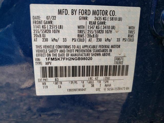Photo 14 from auction – 2022 FORD EXPLORER L with VIN 1FMSK7FH2NGB98020