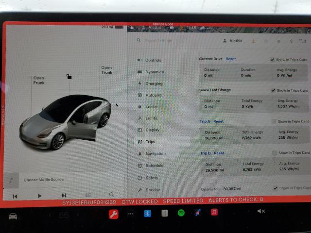 Photo 9 from auction – 2018 TESLA MODEL 3 with VIN 5YJ3E1EB6JF091289