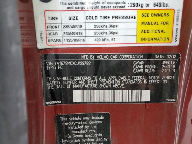 Photo 14 from auction – 2012 VOLVO C70 T5 with VIN YV1672MCXCJ129782