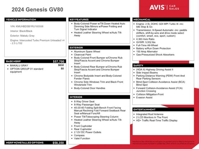 Photo 13 from auction – 2024 GENESIS GV80 BASE with VIN KMUHBDSB1RU183558