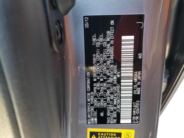 Photo 14 from auction – 2012 LEXUS RX 450H with VIN JTJBC1BA7C2049987