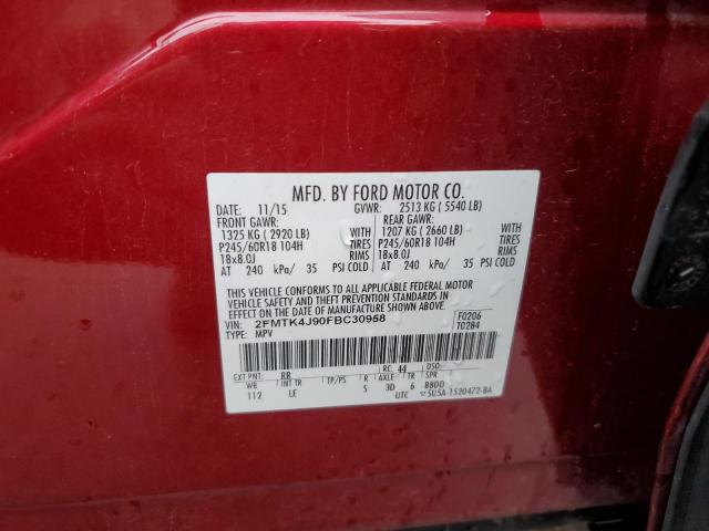 Photo 14 from auction – 2015 FORD EDGE SEL with VIN 2FMTK4J90FBC30958