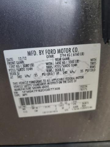 Foto 14 de la subasta – 2013 FORD EXPLORER L con VIN 1FM5K7F82DGB77308