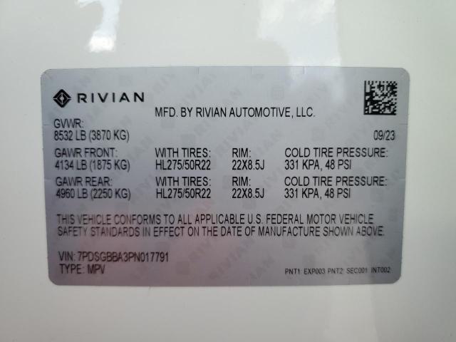 Photo 14 from auction – 2023 RIVIAN R1S ADVENT with VIN 7PDSGBBA3PN017791
