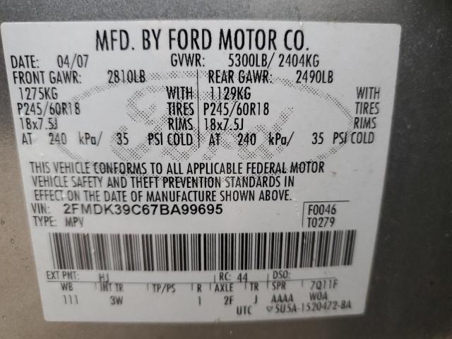 Photo 14 from auction – 2007 FORD EDGE SEL P with VIN 2FMDK39C67BA99695