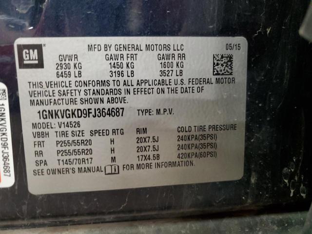 Photo 14 from auction – 2015 CHEVROLET TRAVERSE L with VIN 1GNKVGKD9FJ364687