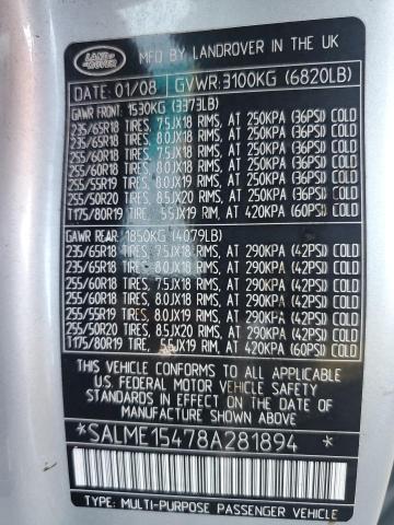 Photo 14 from auction – 2008 LAND ROVER RANGE ROVE with VIN SALME15478A281894