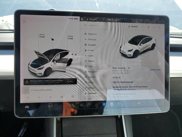 Photo 9 from auction – 2020 TESLA MODEL Y with VIN 5YJYGDEE5LF040459