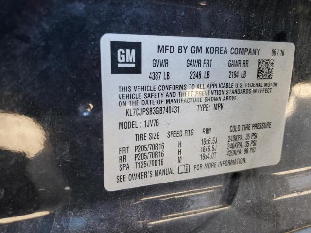 Photo 14 from auction – 2016 CHEVROLET TRAX 1LT with VIN KL7CJPSB3GB740431