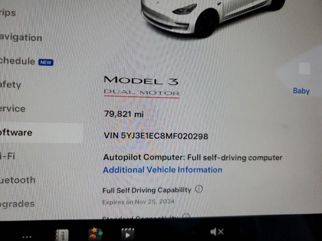 Photo 9 from auction – 2021 TESLA MODEL 3 with VIN 5YJ3E1EC8MF020298