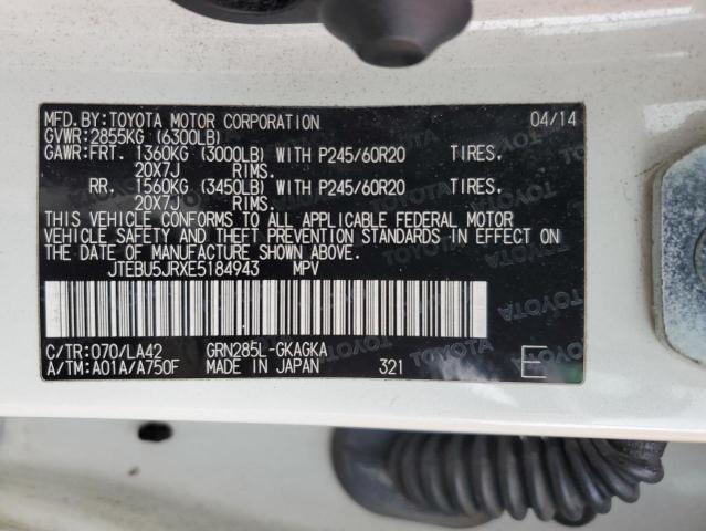 Photo 14 from auction – 2014 TOYOTA 4RUNNER SR with VIN JTEBU5JRXE5184943